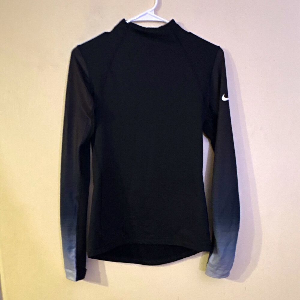 Nike Pro Hyperwarm Compression Mock Neck Long Sleeve Top Black/Gray S